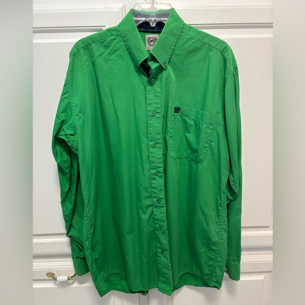Cinch Denver Colorado Green Long Sleeve Button Up Shirt Men’s Size M